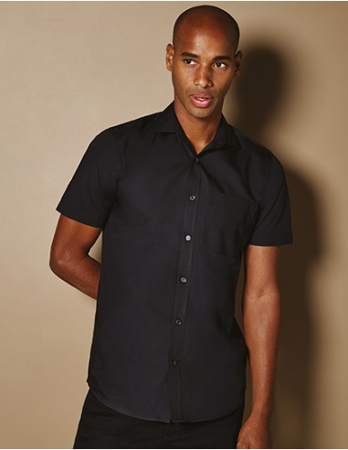 K-KK141-Mens Tailored Fit Poplin Shirt Short Sleeve
